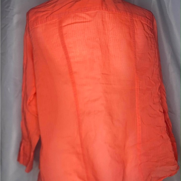 Liz Claiborne Orange 100% Cotton Button Down Shirt XL Coastal Preppy - Picture 3 of 7